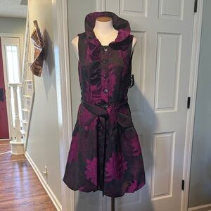 Like new! Samuel Dong brocade sleeveless dress sz M black & fuchsia